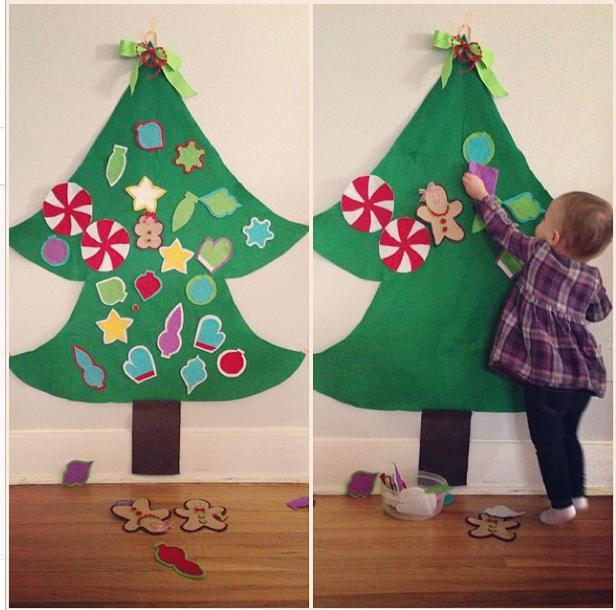 Model simplu: pom de Crăciun din pâslă și țesătură